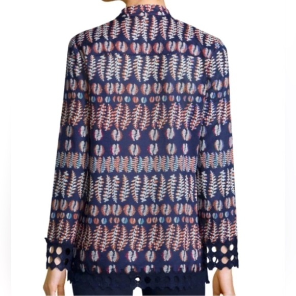 TORY BURCH Navy Fern Crochet Lace Tunic Top, Size 2 - Picture 12 of 12